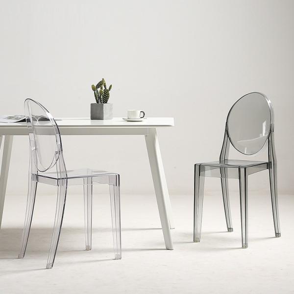 Clear Transparent Banquet Ghost Chair Armless Stacking Accent Chair with Oval Back Acrylic, Invisible Plastic