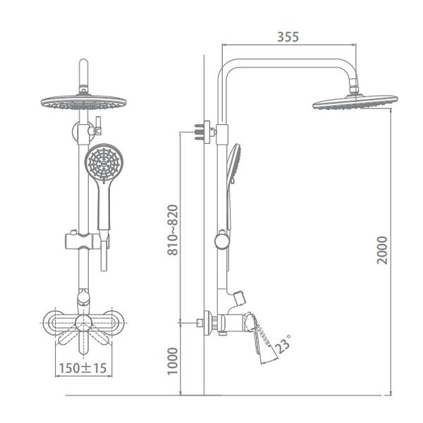 Rainfall Hand Shower Mixer Set Round Hotel Household Sanitary Ware