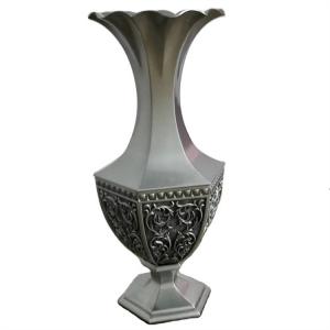 China Antique Sliver Metal Flower Vase Classical Rustic Vase Decor For Living Room on sale