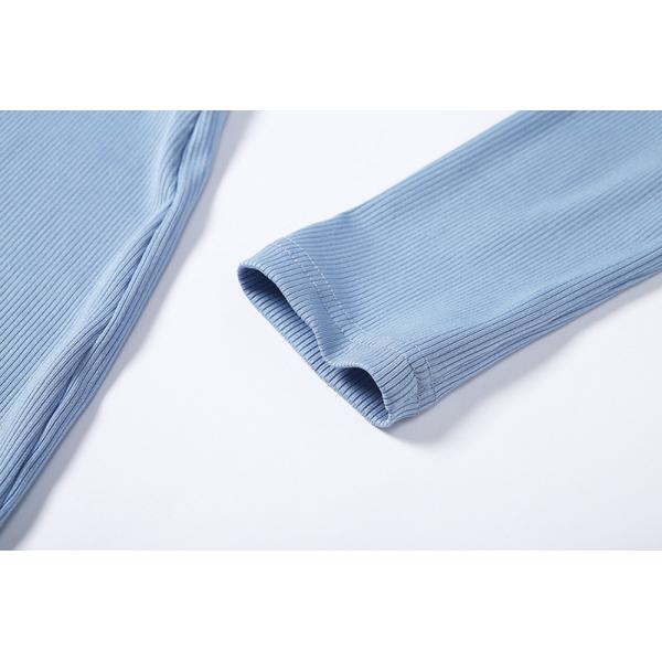 Long Sleeve Women Bodycon Jumpsuit , Zipper V Neck Ribbed Long Sleeve Jumpsuit