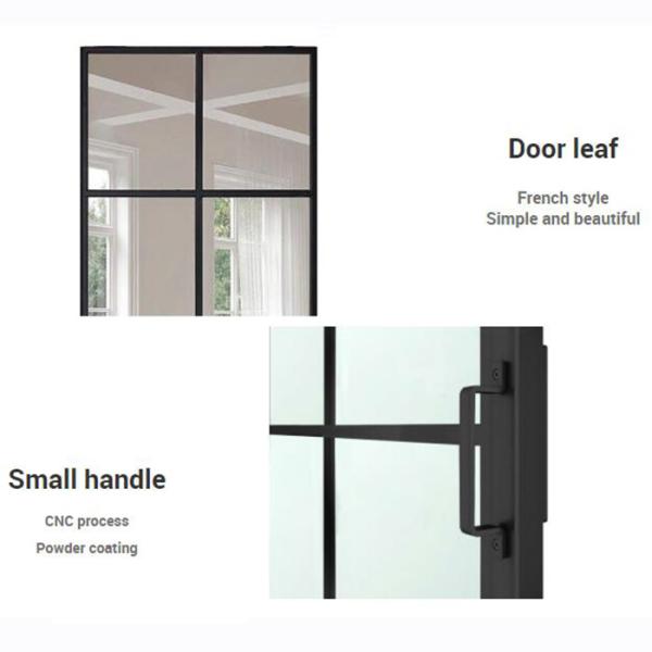 Frosted Glass Aluminum Steel Frame Interior Barn Door With Sliding Hardware