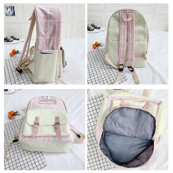 Women Travel Backpack Sets 4pc Sturdy Laptop Backpack Teens Canvas