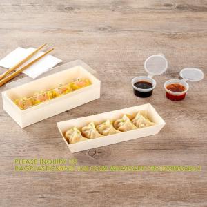 Compostable Food Containers, Rectangle Wooden Bento Boxes - Long Flare, Grease