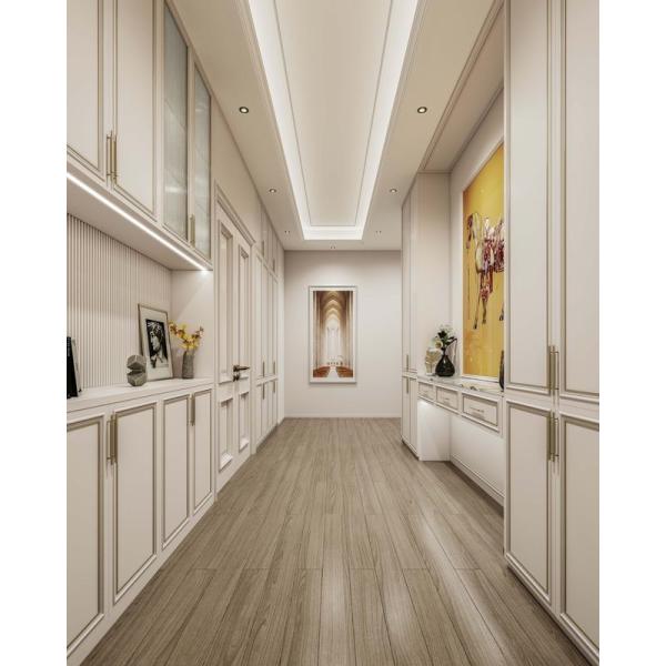 Durable Elegantly Crafted Custom Walk In Closet With Refined Gold Detailing