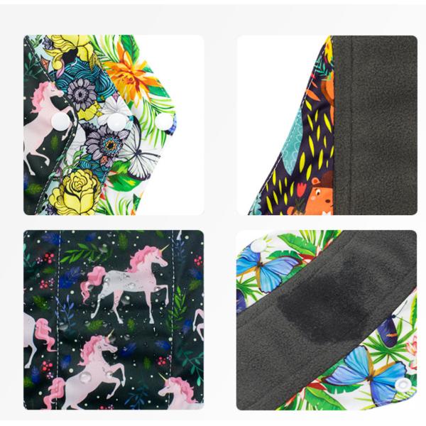 Bamboo Charcoal Reusable Menstrual Cloth Pads Sanitary Washable Cloth Absorbency