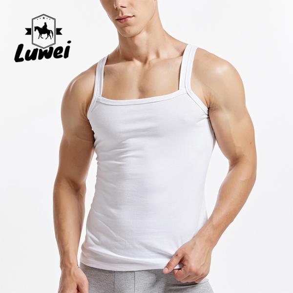 Organic Cotton Men Workout Tank Top Bodybuilding Crop Gym Stringer Vest