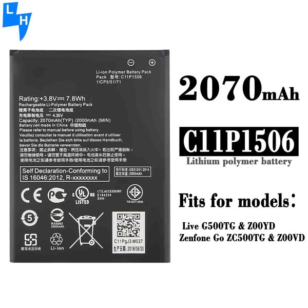 Live Zenfone Go G500TG Z00YD ZC500TG Z00VD Lithium Polymer Battery 2070mAh 4.35V for ASUS
