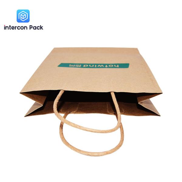 Logo Printed Promotional Shopping Bag Flexo Printing Kraft Paper Handbags
