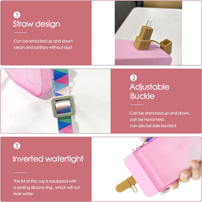 300ml Plastic Cute Water Bottle Multicolor With Straw