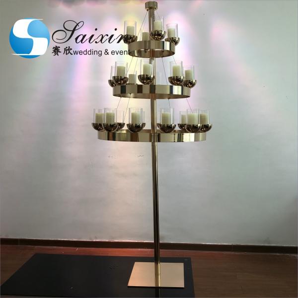 Wholesale long stem black crystal candelabra for wedding centerpiece