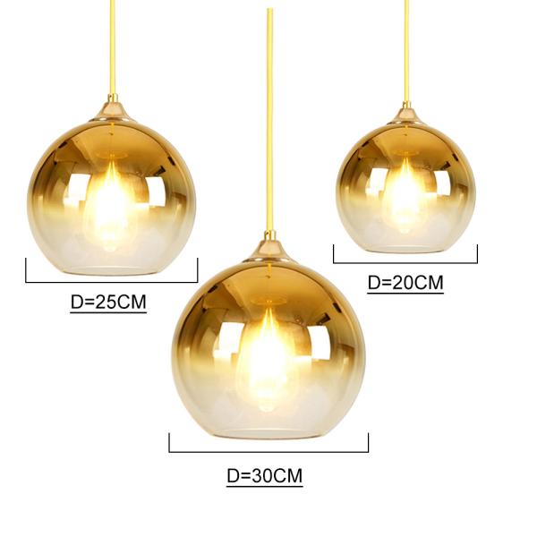 Diameter 20 / 25 / 30CM wedding Decoration Glass Ball Pendant Light