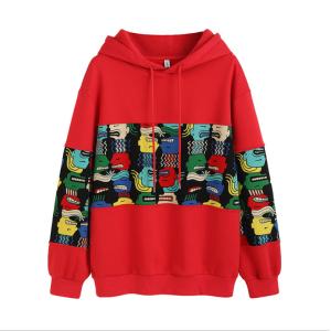 Cheap Plush Women Loose Pullover Sweater Hoodies Printed Cotton wholesale