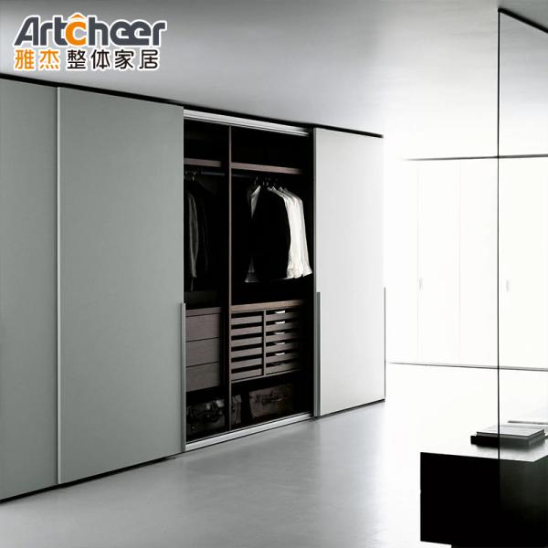 Bedroom Furniture Modern White Clothes Wardrobe with Storage Wall Design Slide Door