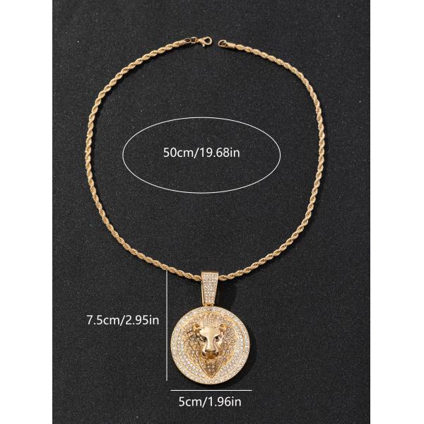 Fashion Women Men Hip Hop Big Lion Head Pendant Necklace Hiphop 4mm Twist Rope Chain Necklaces For Women Men Jewelry Party Gifts