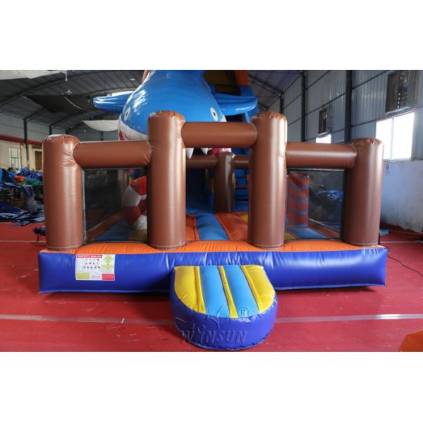 Water Resistant Massive Inflatable Dry Slide Shark Themed 12x4x6.5m