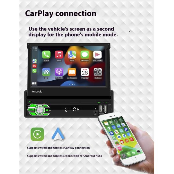 Creatall All-in-One 7 Inch Android Auto GPS Navigation Retractable Screen HD Rearview Wireless CarPlay for Automotive Use