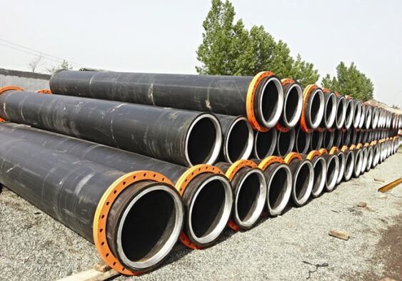 black color hdpe plastic pipe flared pipes with steel ring inside for dredging
