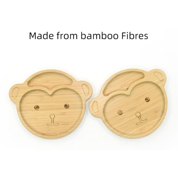 Divided Feeding Bamboo Suction Baby Plates EN71 Certificated With 4 Sections