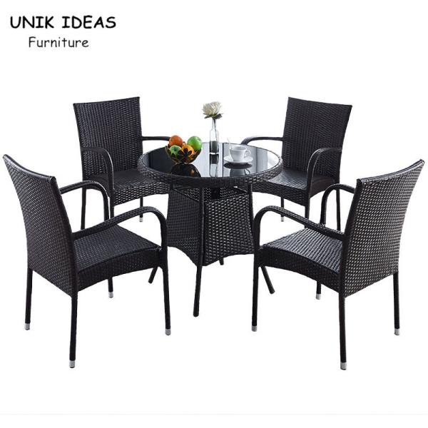 Quality Metal Rattan Garden Furnitures Patio Sets Dining Chair Table 80cm for sale