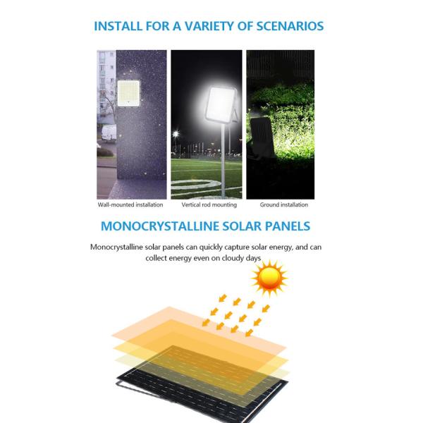 KCD Aluminum Dusk To Dawn White Deamable Brightest Solar Flood Lamp Garden Solar Flood Lights IP67 100w Motion Sensor