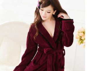 China 100% Cotton Luxury coral fleece sexy women velet bathrobe on sale