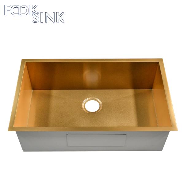 CUPC Gold PVD Nano 1 Bowl Stainless Steel Kitchen Sink