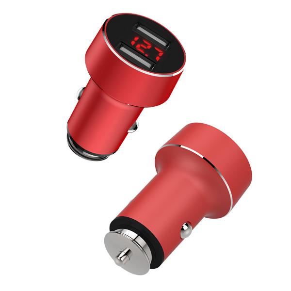 3.1A Dual USB CAR CHARGER with Voltage Monitoring Aluminum Alloy Multi colors to choose Automatic Matching Voltage