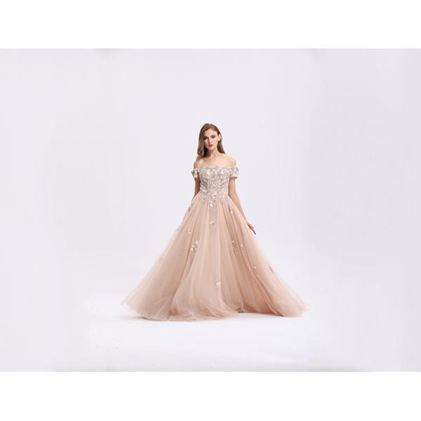 Off The Shoulder Long Bridesmaid Dresses , Pink Lace Beaded Modern Bridesmaid Dresses