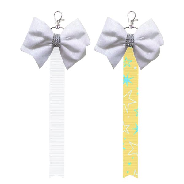 Unique Personalized Gifts Pre-Tied Sublimation Blank Bowknot Keyring With Double Sided Printing Ribbon Lanyard DIY Colored Cute Bow Decoration