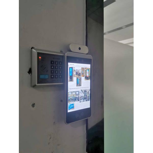black 45 languages RFID Card Reader floor stand Kiosk Automatic Thermal Temp Measurement gate Access