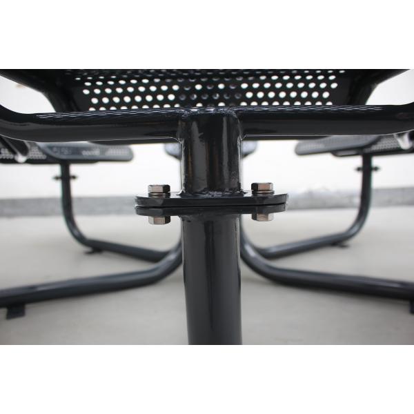 Perforated metal urban street steel round table with six chairs commercial outdoor picnic tables outside furniture China