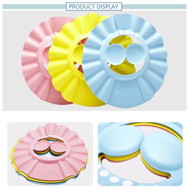 Blue / Yellow Kids Shower Cap Shampoo Waterproof Bath Child Hair Washing Visor