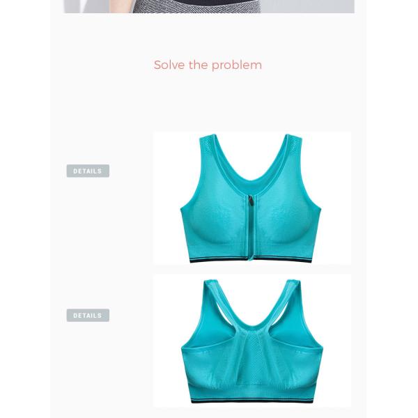 Customizable Padded Zip Front Sports Bra Ladies Exercise Bra 250g