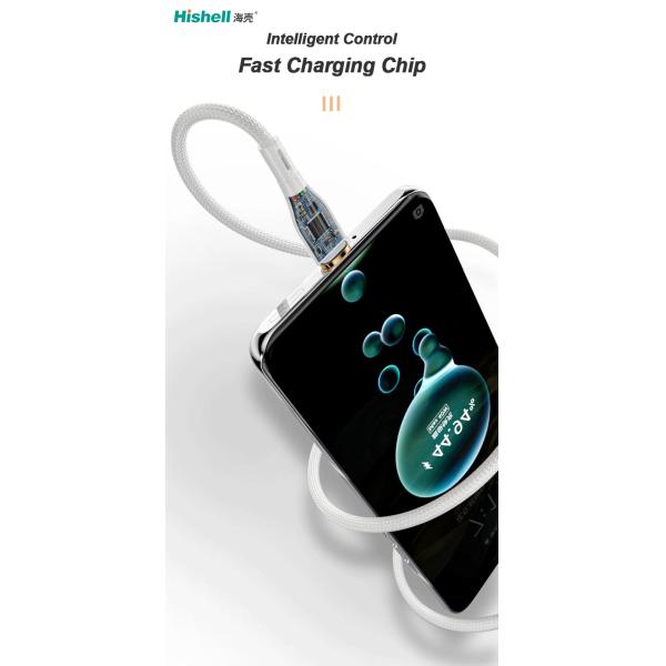 RoHS PVC Nylon Braided Phone Charger Cord , 5A Mobile Charger Data Cable