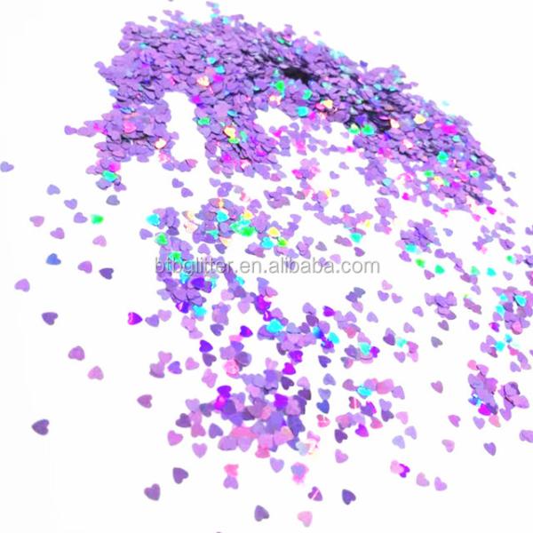 Customizable Love Heart Shaped Glitter Heart Nail Art Craft in 365 Colors for OEM/ODM Services