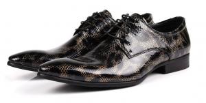 China Crocodile Style Mens Black Brogue Shoes , Fashion Nightclub Genuine Snakeskin Shoes on sale