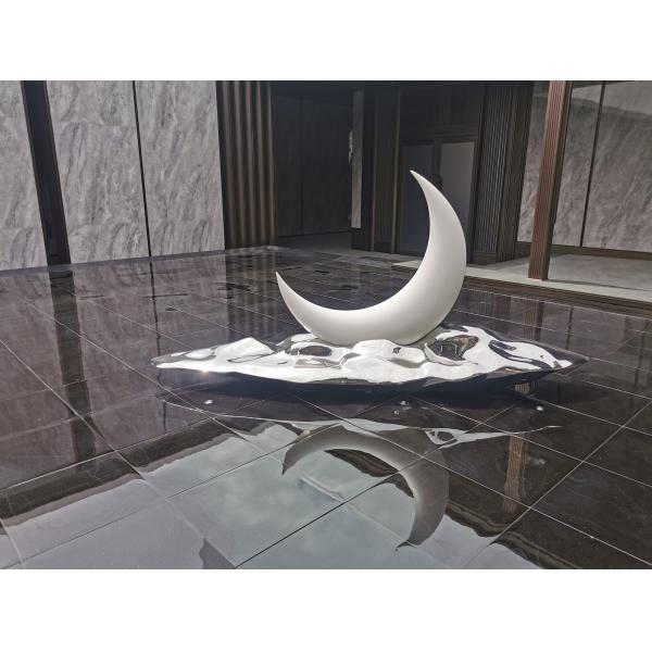 Eye Catching Metal Art Sculptures Crescent Water Feature Sculpture Made Of Composite Materials