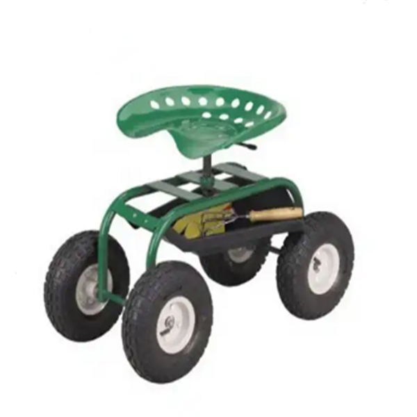Steel Garden Cart Rolling Work Seat Steerable Rolling Work Seat Metal Scooter Cart