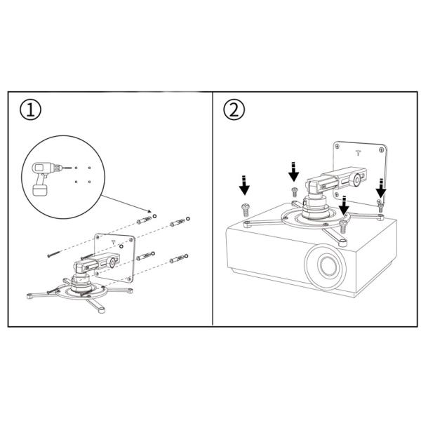 360 Degree Adjustable Projector Mount Aluminum Alloy Universal Projector Bracket Black