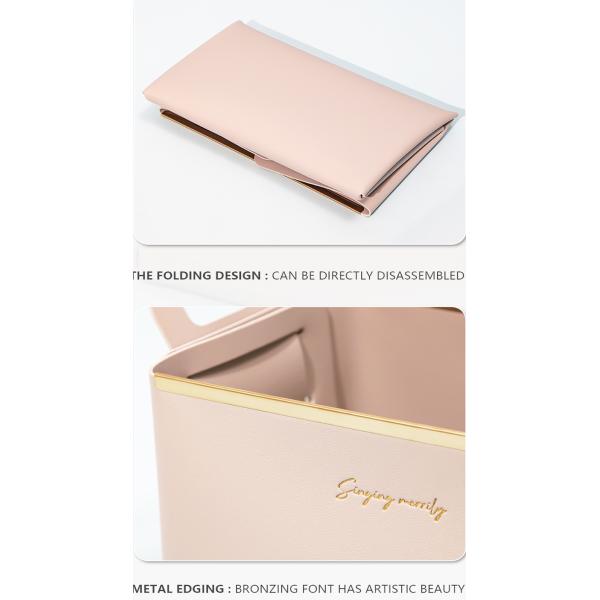 Convenience Stores Foldable Clothing Leather Basket Storage Box Desk Organizer with Handle