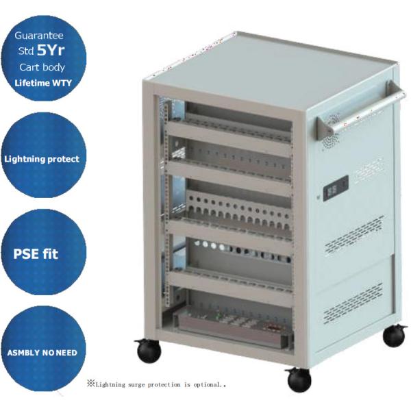 CE AC Charging DC Charging And USB Type-A Type-C Vault Storage IPad Charging Cart Mobile Charging Cabinet With Wheels