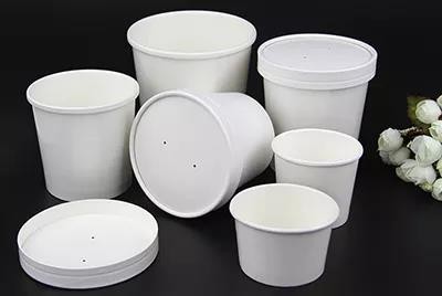 Cold Liquids Take Away BPA Free Soup Noodle Custom Print Disposable White Paper Bowl