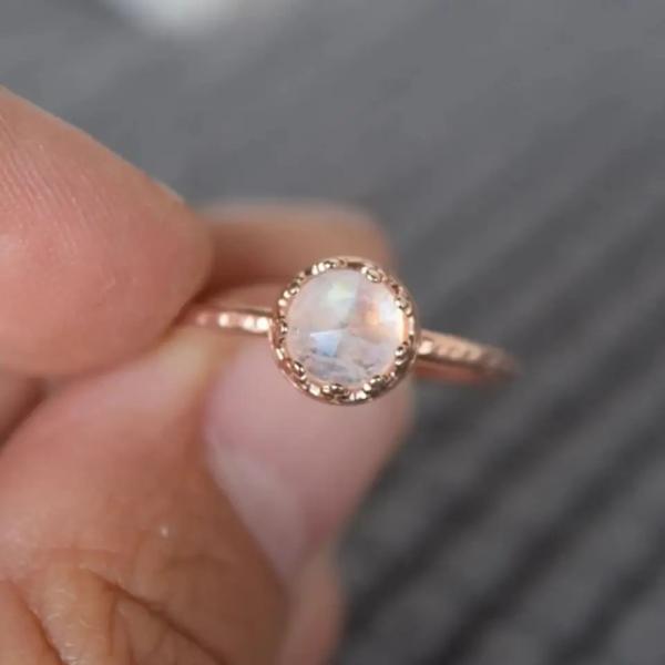 Unique Solid 925 Sterling Silver 18K Gold Plated Ring Large Moonstone Ring Fine Design Factory Jewelry