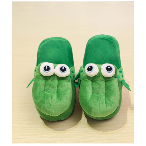 Y-Z Women Fluffy Fuzzy crocodile Winter Thick Sole Nonslip Plush Cartoon Animal Cute Funny House Indoor slippers