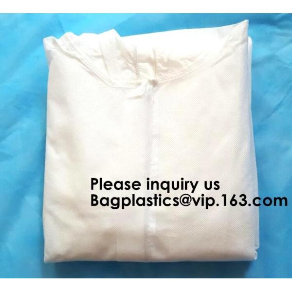 Light Duty Disposable Protective Coveralls Suit Attached Non-Woven Fabric Hood Elastic Wrist Ankles and Waist Serged Sea