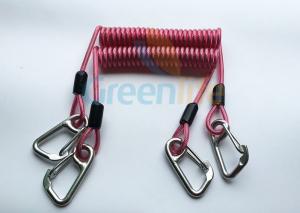 China High Strength Strong Coil Tool Lanyard Transparent Red PU Material Cover on sale