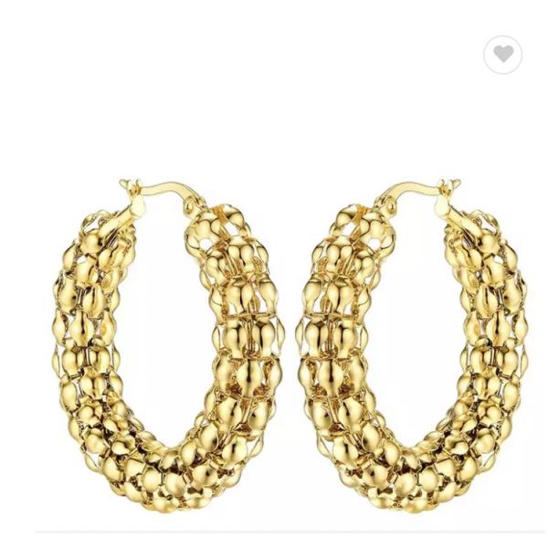 Anniversary 18K Gold Huggie Pendant Earrings Stainless Steel Earrings