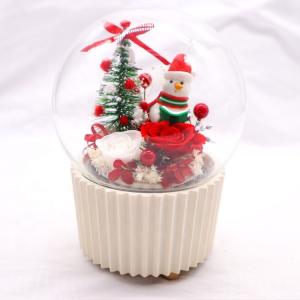 Cheap Crystal Ball Preserved Rose Glass Dome Round Music Box For Wedding Gift wholesale