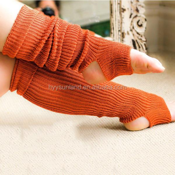 Y-Z Antique Orange Yoga or Dancer's Leg Warmers Over the Knee 90cm One Size Fits All Dancer and Yogi Toe Less Socks