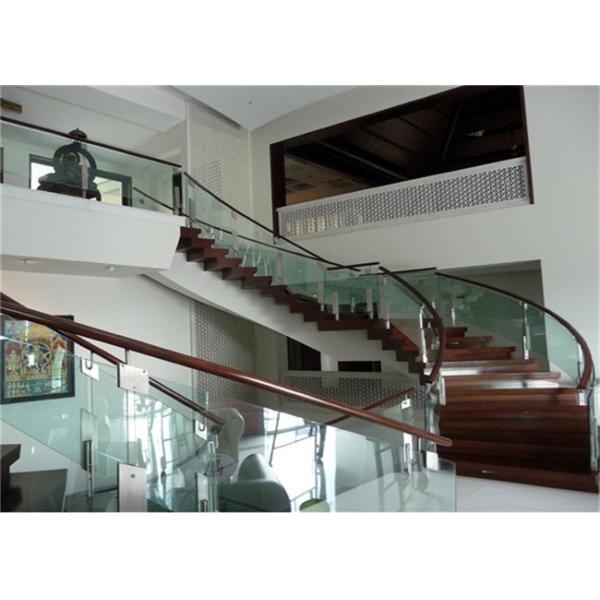 Indoor Custom Wood Stairs , Curved Staircase Construction For Large Commercial Office Spaces
